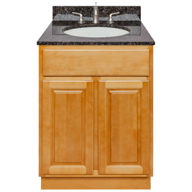 Brown Bathroom Vanity 24", Tan Brown Granite Top, Faucet LB4B TB258-24RC-4B