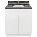 White Bathroom Vanity 30", Tan Brown Granite Top, Faucet LB5B TB314-30AW-5B