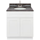 White Bathroom Vanity 30", Tan Brown Granite Top, Faucet LB6B TB314-30AW-6B