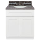 White Bathroom Vanity 30", Tan Brown Granite Top, Faucet LB4B TB318-30AW-4B