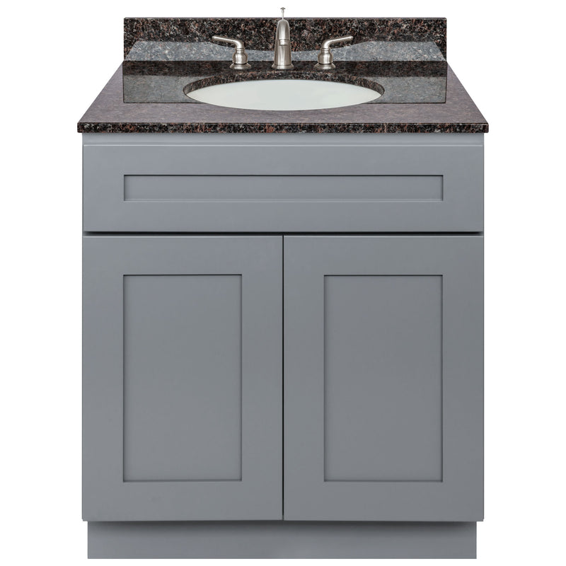 Cherry Bathroom Vanity 30", Tan Brown Granite Top, Faucet LB4B TB318-30CG-4B