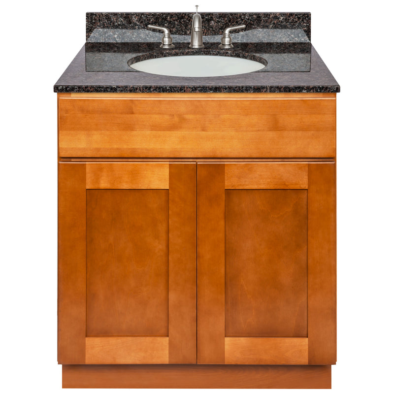 Brown Bathroom Vanity 30", Tan Brown Granite Top, Faucet LB4B TB318-30NP-4B