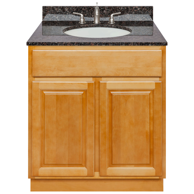 Brown Bathroom Vanity 30", Tan Brown Granite Top, Faucet LB4B TB318-30RC-4B