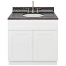 White Bathroom Vanity 36", Tan Brown Granite Top, Faucet LB7B TB378-36AW-7B