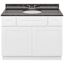 White Bathroom Vanity 42", Tan Brown Granite Top, Faucet LB3B TB434-42AW-3B