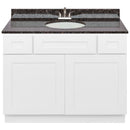 White Bathroom Vanity 42", Tan Brown Granite Top, Faucet LB5B TB434-42AW-5B