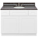 White Bathroom Vanity 42", Tan Brown Granite Top, Faucet LB4B TB438-42AW-4B