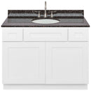 White Bathroom Vanity 42", Tan Brown Granite Top, Faucet LB7B TB438-42AW-7B