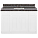 White Bathroom Vanity 48", Tan Brown Granite Top, Faucet LB3B TB494-48AW-3B