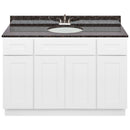 White Bathroom Vanity 48", Tan Brown Granite Top, Faucet LB5B TB494-48AW-5B