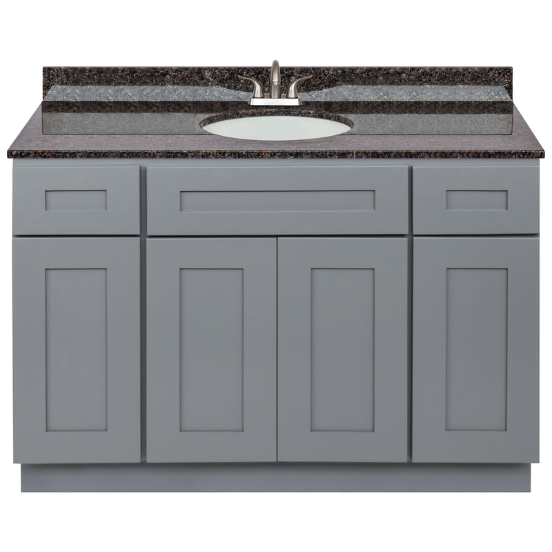 Cherry Bathroom Vanity 48", Tan Brown Granite Top, Faucet LB5B TB494-48CG-5B