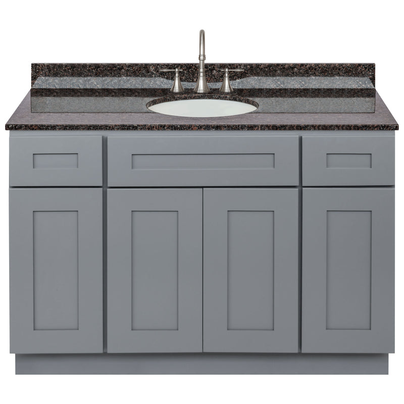 Cherry Bathroom Vanity 48", Tan Brown Granite Top, Faucet LB7B TB498-48CG-7B