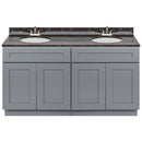 Cherry Double Bathroom Vanity 60", Tan Brown Granite Top, Faucet LB5B TB614-60CG-5B