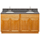 Brown Double Bathroom Vanity 60", Tan Brown Granite Top, Faucet LB6B TB614-60RC-6B