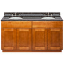 Brown Double Bathroom Vanity 60", Tan Brown Granite Top, Faucet LB4B TB618-60NP-4B