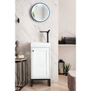 James Martin Chianti 16" Single Vanity Cabinet Glossy White Matte Black with White Glossy Resin Countertop E303-V16-GW-MBK-WG