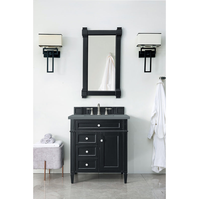 James Martin Brittany 30" Single Vanity Black Onyx with 3 cm Cala Blue Quartz Top 650-V30-BKO-3CBL