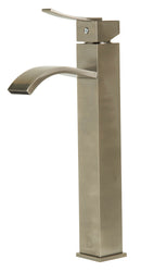 ALFI Tall Brushed Nickel Tall Square Body Curved Spout Single Lever Bathroom Faucet AB1158-BN
