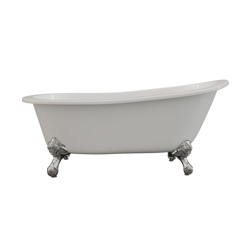 Cambridge Plumbing Cast Iron Slipper Clawfoot Tub 67"x30", No Faucet Drillings PC Feet