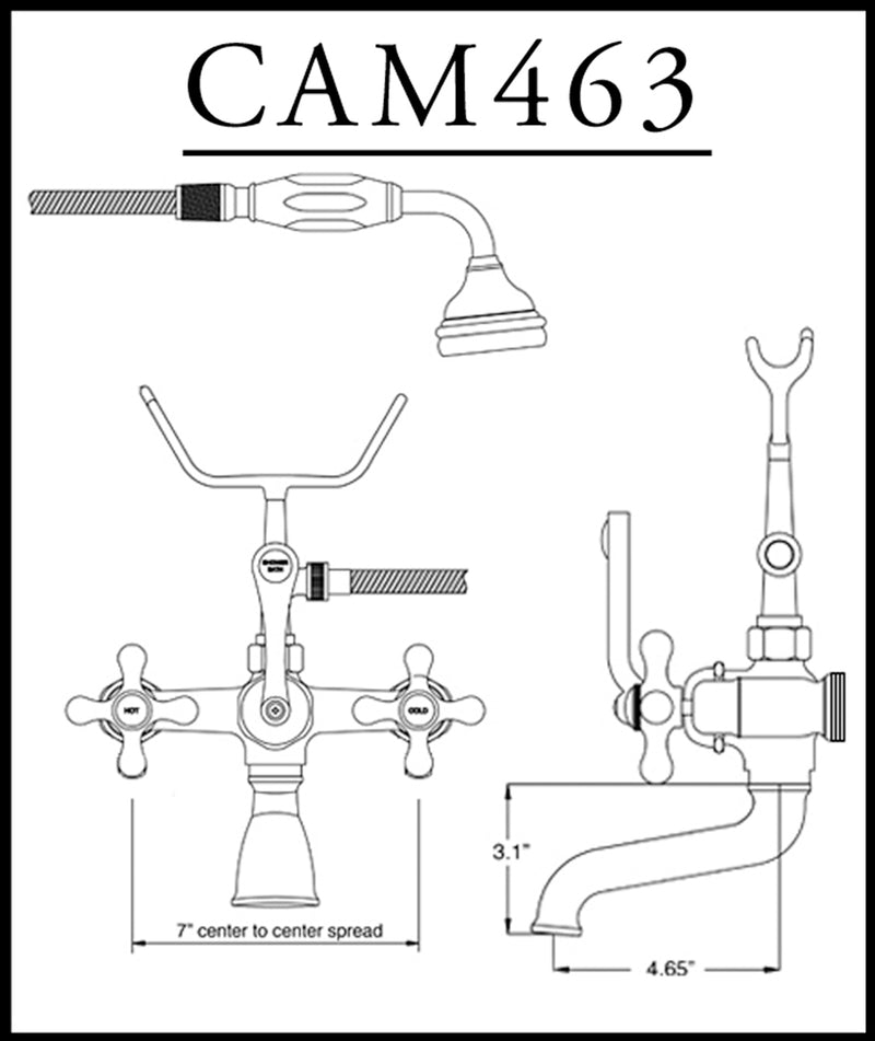 Cambridge Plumbing Clawfoot Tub 6" Deck Mount Brass Faucet Hand Held Shower BN