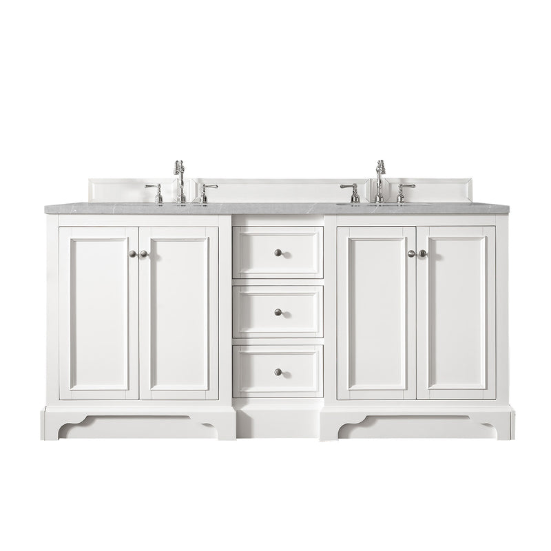 James Martin De Soto 72" Double Vanity Bright White with 3 cm Eternal Serena Quartz Top 825-V72-BW-3ESR