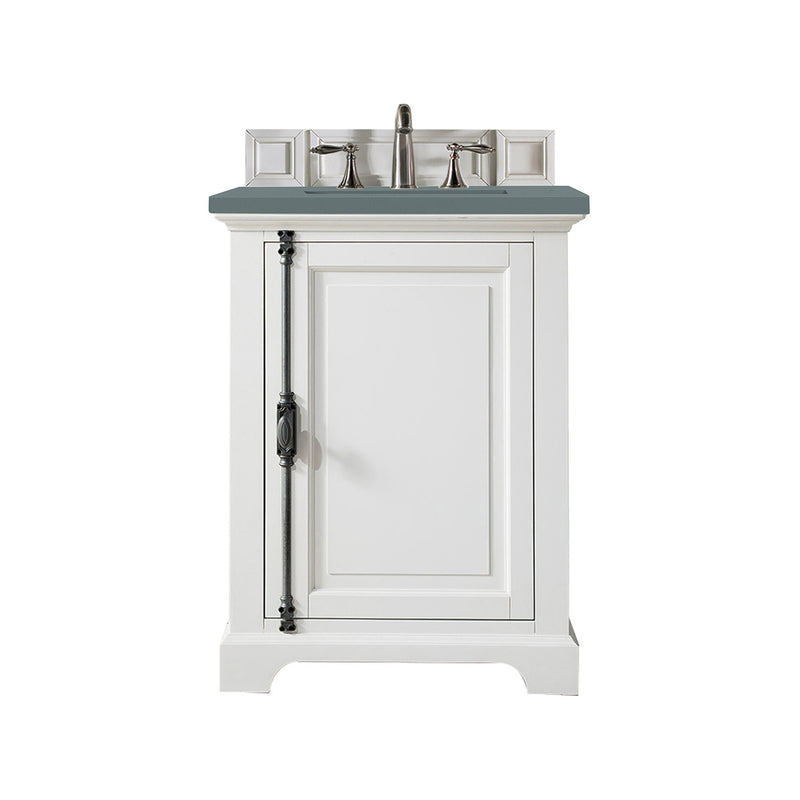 James Martin Providence 26" Single Vanity Cabinet Bright White with 3 cm Cala Blue Quartz Top 238-105-V26-BW-3CBL