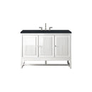 James Martin Athens 48" Single Vanity Cabinet Glossy White with 3 cm Charcoal Soapstone Quartz Top E645-V48-GW-3CSP