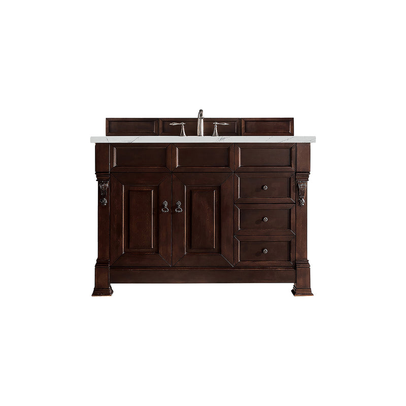 James Martin Brookfield 48" Burnished Mahogany Single Vanity with 3 cm Ethereal Noctis Quartz Top 147-114-5266-3ENC