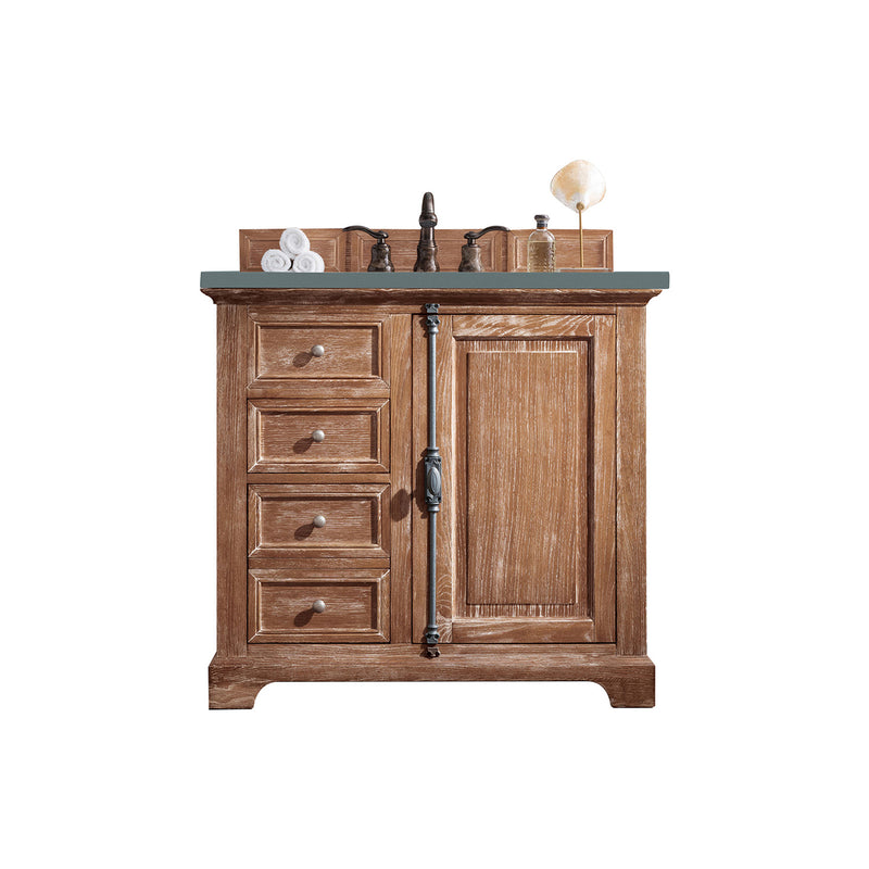 James Martin Providence 36" Single Vanity Cabinet Driftwood with 3 cm Cala Blue Quartz Top 238-105-5511-3CBL