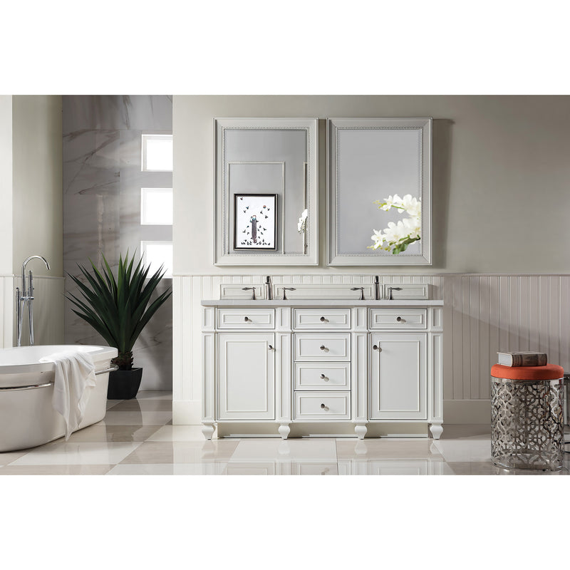 James Martin Bristol 60" Double Vanity Bright White with 3 cm Eternal Serena Quartz Top 157-V60D-BW-3ESR