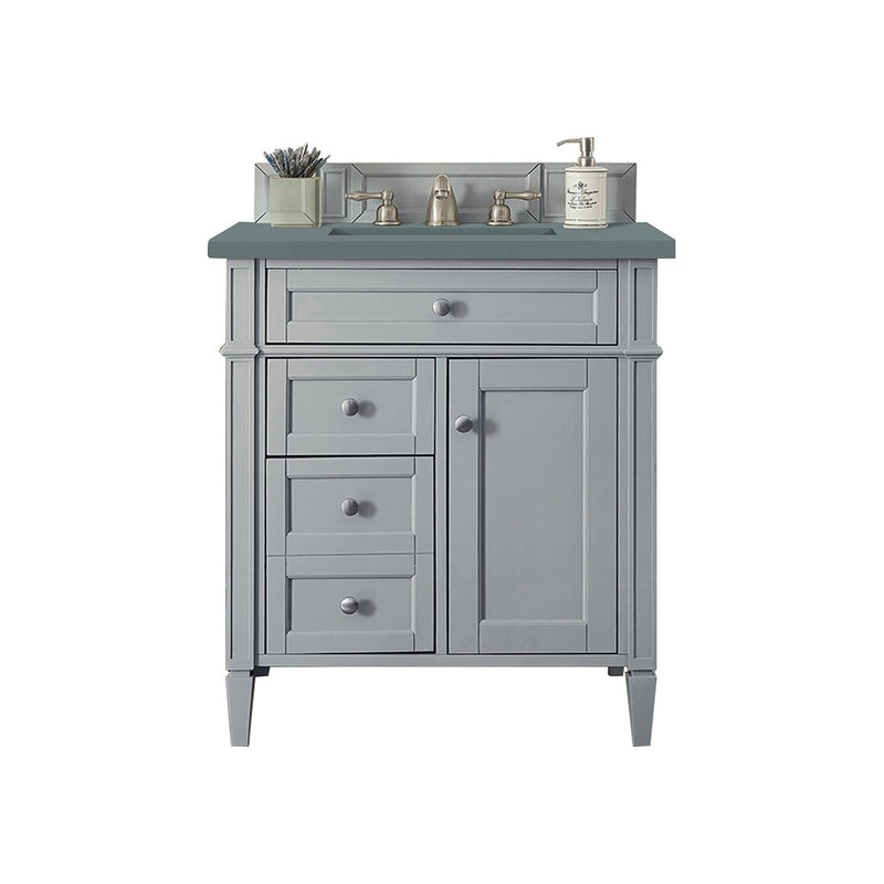 James Martin Brittany 30" Single Vanity Urban Gray with 3 cm Cala Blue Quartz Top 650-V30-UGR-3CBL