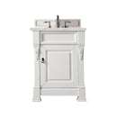 James Martin Brookfield 26" Bright White Single Vanity with 3 cm Ethereal Noctis Quartz Top 147-V26-BW-3ENC