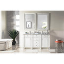 James Martin Bristol 60" Double Vanity Bright White with 3 cm Carrara Marble Top 157-V60D-BW-3CAR