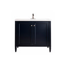 James Martin Britannia 39.5" Single Vanity Cabinet Navy Blue with White Glossy Resin Countertop E652-V39.5-NVB-WG