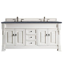 James Martin Brookfield 72" Bright White Double Vanity with 3 cm Charcoal Soapstone Quartz Top 147-V72-BW-3CSP