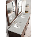 James Martin Addison 72" Double Vanity Cabinet Mid Century Acacia with 3 cm Eternal Serena Quartz Top E444-V72-MCA-3ESR