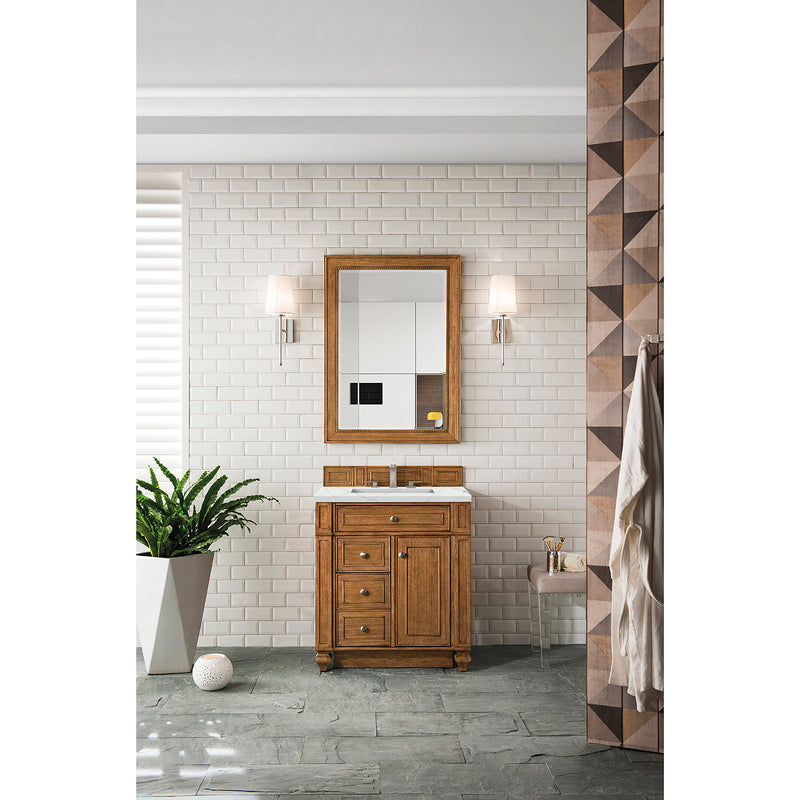 James Martin Bristol 30" Single Vanity Saddle Brown with 3 cm Ethereal Noctis Quartz Top 157-V30-SBR-3ENC