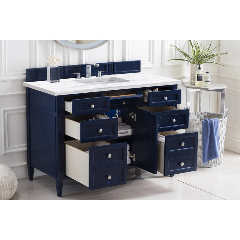 James Martin Brittany 48" Victory Blue Single Vanity with 3 cm Arctic Fall Solid Surface Top 650-V48-VBL-3AF