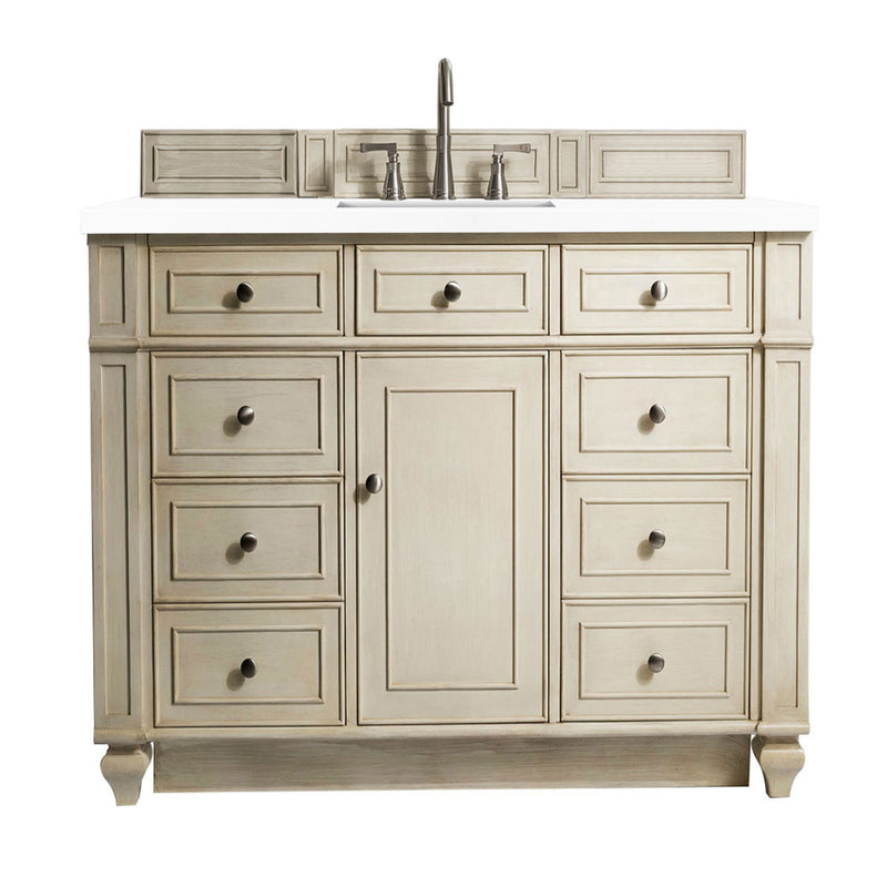 James Martin Bristol 48" Single Vanity Vintage Vanilla with 3 cm Classic White Quartz Top 157-V48-VV-3CLW