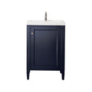 James Martin Britannia 24" Single Vanity Cabinet Navy Blue with White Glossy Resin Countertop E652-V24-NVB-WG