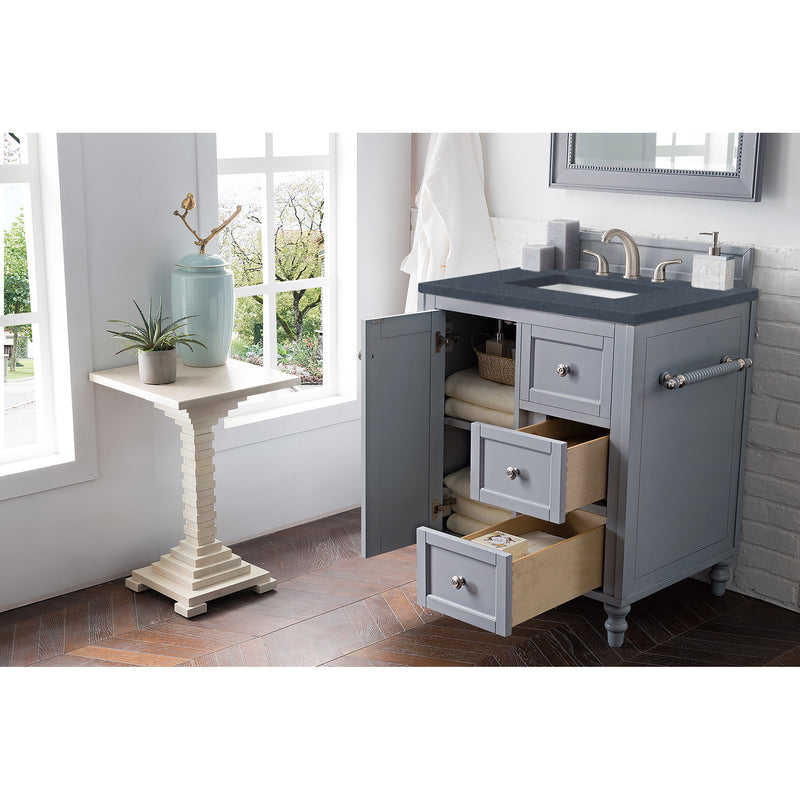 James Martin Copper Cove Encore 30" Single Vanity Silver Gray with 3 cm Charcoal Soapstone Quartz Top 301-V30-SL-3CSP