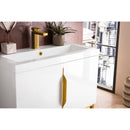 James Martin Columbia 31.5" Single Vanity Cabinet Glossy White Radiant Gold with White Glossy Resin Countertop 388-V31.5-GW-RGD-WG