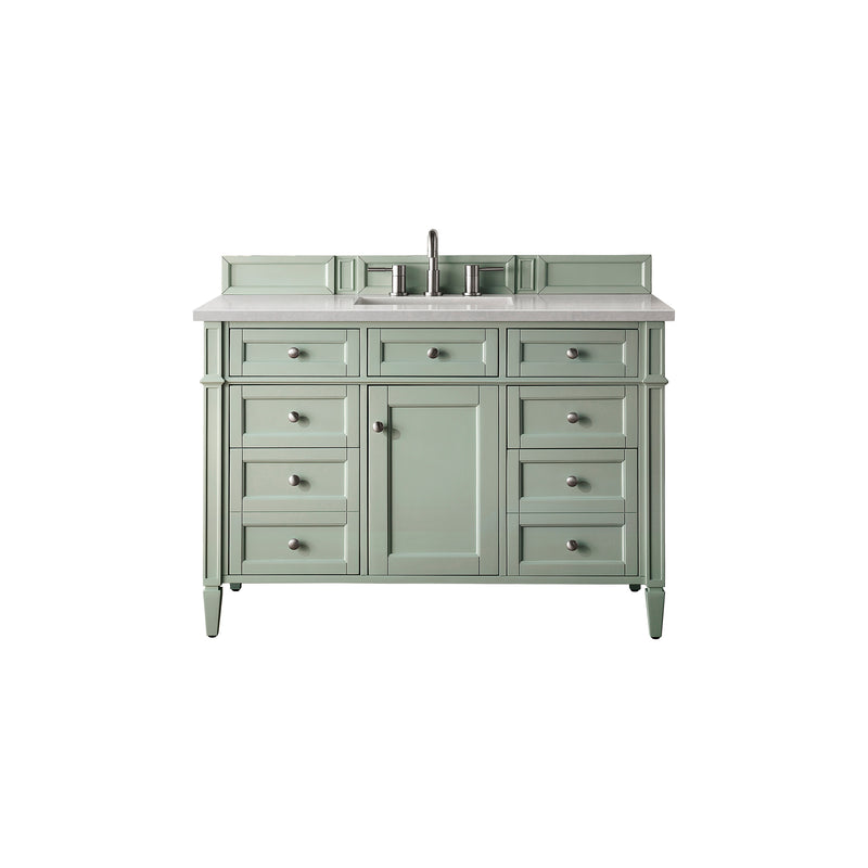 James Martin Brittany 48" Sage Green Single Vanity with 3 cm Eternal Serena Quartz Top 650-V48-SGR-3ESR