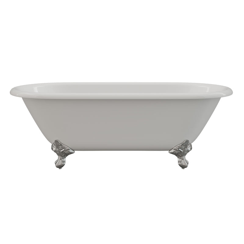 Cambridge Plumbing Cast Iron Double Ended Clawfoot Tub 67"x30" No Drillings PC Feet