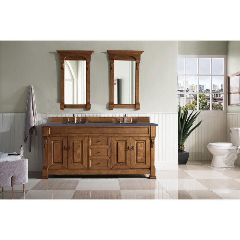 James Martin Brookfield 72" Country Oak Double Vanity with 3 cm Charcoal Soapstone Quartz Top 147-114-5771-3CSP