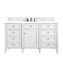 James Martin Brittany 60" Bright White Single Vanity with 3 cm Classic White Quartz Top 650-V60S-BW-3CLW