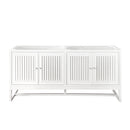 James Martin Athens 15" Cabinet with Drawers and Door Glossy White with 3 cm Carrara Marble Top E645-B15R-GW-3CAR