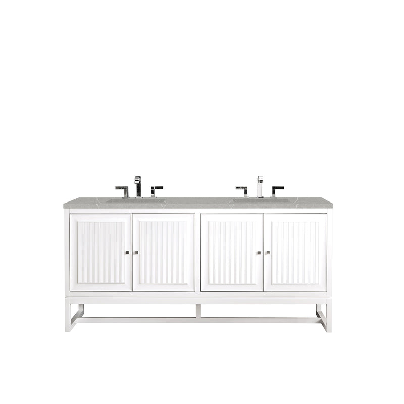 James Martin Athens 72" Double Vanity Cabinet Glossy White with 3 cm Eternal Serena Top E645-V72-GW-3ESR