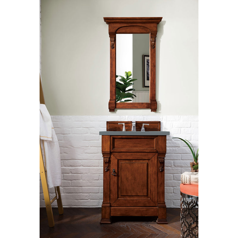 James Martin Brookfield 26" Warm Cherry Single Vanity with 3 cm Cala Blue Quartz Top 147-114-V26-WCH-3CBL