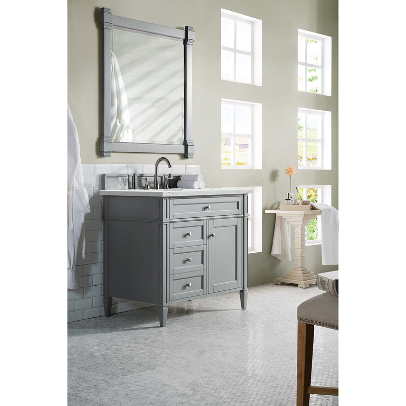 James Martin Brittany 36" Urban Gray Single Vanity with 3 cm Ethereal Noctis Quartz Top 650-V36-UGR-3ENC